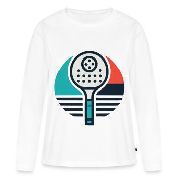 Emblème de pickleball - T-shirt manches longues Premium bio Femme - blanc - Devant - Julia (174cm)