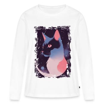 Chat mystique - T-shirt manches longues Premium bio Femme - blanc - Devant - Julia (174cm)