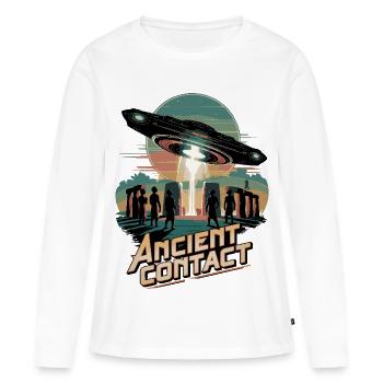 Uralte Astronauten-Begegnung mit Stonehenge UFO - Frauen Premium Bio Langarmshirt - Weiß - Vorne - Julia (174cm)
