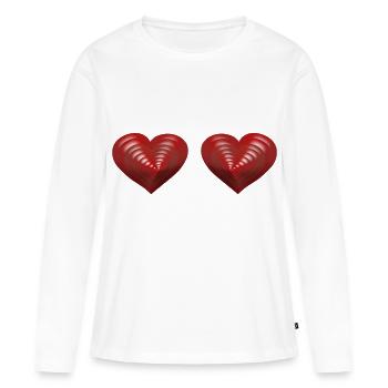 Heart Hearts Saint-Valentin Partenariat pour la Saint-Valentin - T-shirt manches longues Premium bio Femme - blanc - Devant - Julia (174cm)