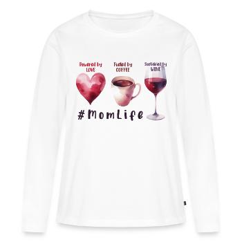 Kaffee Wein Liebe Aquarell Muttertag Geschenk - Frauen Premium Bio Langarmshirt - Weiß - Vorne - Julia (174cm)