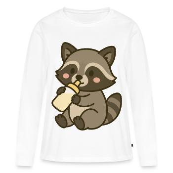 Bottle time with raccoons - Women's Premium Organic Long Sleeve Shirt - white - Front - Julia (174cm)