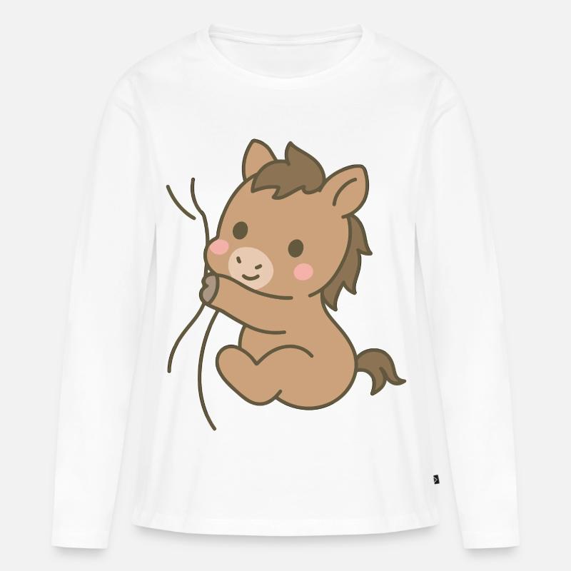 Eingekuschelt Pferdchen - Frauen Premium Bio Langarmshirt - Weiß