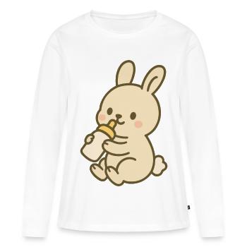 Lapin en flacon - T-shirt manches longues Premium bio Femme - blanc - Devant - Julia (174cm)