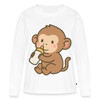 Flacon Singe - T-shirt manches longues Premium bio Femme - blanc - Devant - Julia (174cm)