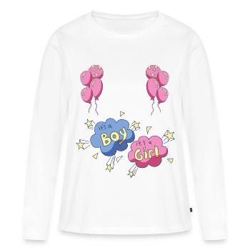 Imprimés bébé spécifiques au sexe - T-shirt manches longues Premium bio Femme - blanc - Devant - Julia (174cm)