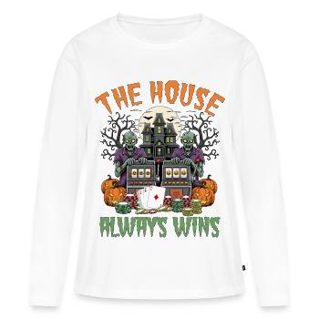 Conception de jeux d'argent effrayants pour Halloween - T-shirt manches longues Premium bio Femme - blanc - Devant - Julia (174cm)
