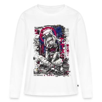Fille cyberpunk avec un design graffiti - T-shirt manches longues Premium bio Femme - blanc - Devant - Julia (174cm)