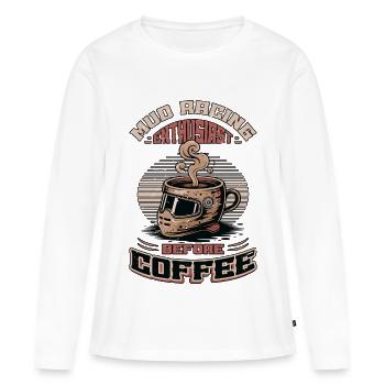 Passionné de courses de boue avant la boue Amateur de café - T-shirt manches longues Premium bio Femme - blanc - Devant - Julia (174cm)