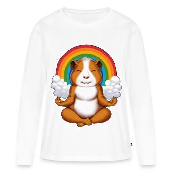Méditation du cochon d'Inde - T-shirt manches longues Premium bio Femme - blanc - Devant - Julia (174cm)
