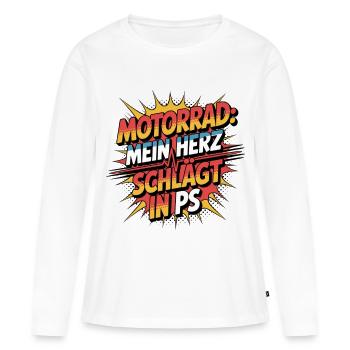 Motorrad Herzschlägt in PS - Frauen Premium Bio Langarmshirt - Weiß - Vorne - Julia (174cm)