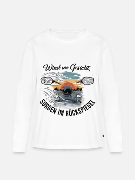 Wind im Gesicht Motorradleben - Frauen Premium Bio Langarmshirt - Weiß