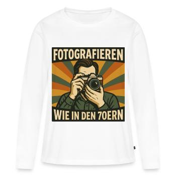 Photographier comme dans les années 70 - T-shirt manches longues Premium bio Femme - blanc - Devant - Julia (174cm)