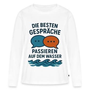 Conversations sur l’eau - T-shirt manches longues Premium bio Femme - blanc - Devant - Julia (174cm)