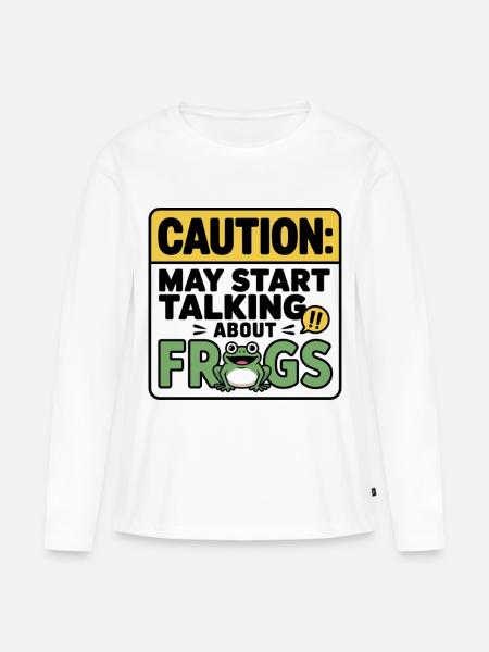 Vorsicht: Gespräche über Frösche - Frauen Premium Bio Langarmshirt - Weiß