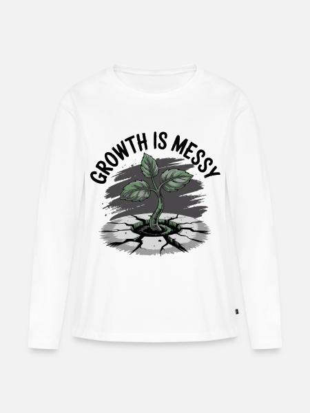 Wachstum ist chaotisch - Frauen Premium Bio Langarmshirt - Weiß