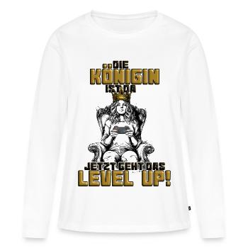 die königin ist da jetzt geht das level ab. gaming - Frauen Premium Bio Langarmshirt - Weiß - Vorne - Julia (174cm)