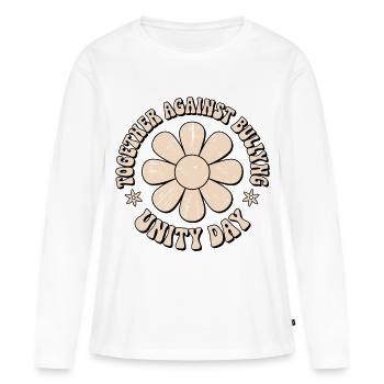Ensemble contre le harcèlement - T-shirt manches longues Premium bio Femme - blanc - Devant - Julia (174cm)
