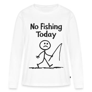 Frustration liée à la pêche – pas de pêche aujourd’hui - T-shirt manches longues Premium bio Femme - blanc - Devant - Julia (174cm)