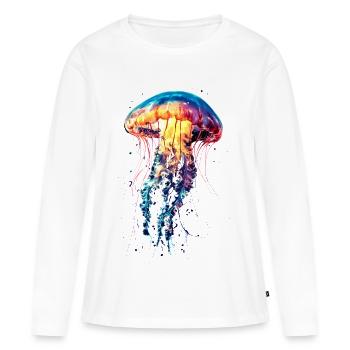 Méduse Méduse de feu Méduse Méduse mignonne - T-shirt manches longues Premium bio Femme - blanc - Devant - Julia (174cm)
