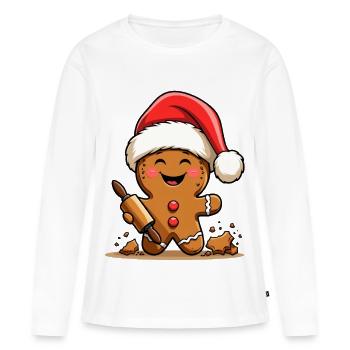 Pain d’épices de Noël avec glaçage - T-shirt manches longues Premium bio Femme - blanc - Devant - Julia (174cm)