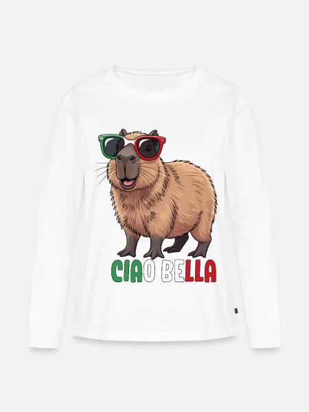Ciao Bella - Frauen Premium Bio Langarmshirt - Weiß