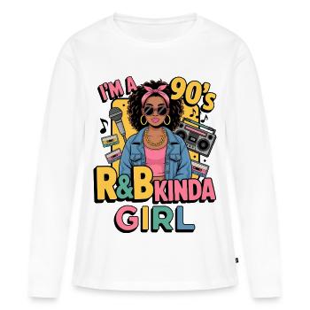 années 90 R&B Style Girl - T-shirt manches longues Premium bio Femme - blanc - Devant - Julia (174cm)