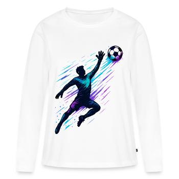 Fußball Torwart Parade Dynamische Aktion - Frauen Premium Bio Langarmshirt - Weiß - Vorne - Julia (174cm)