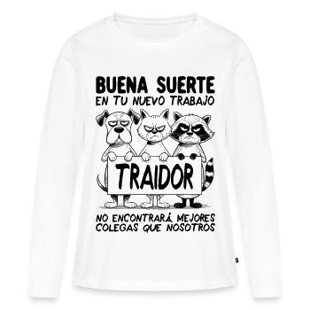 Adieu Collègue - T-shirt manches longues Premium bio Femme - blanc - Devant - Julia (174cm)