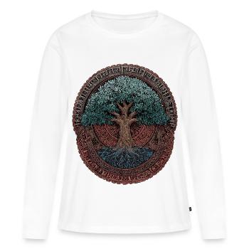 Yygdrasil-Ygdrasil-Vikings-Vikings-Wotan-Odin-Edda - T-shirt manches longues Premium bio Femme - blanc - Devant - Julia (174cm)