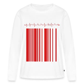 Rayure d’urgence contrastée - T-shirt manches longues Premium bio Femme - blanc - Devant - Julia (174cm)