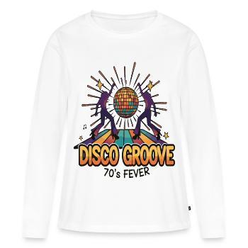 Disco Groove 70er Fever - Frauen Premium Bio Langarmshirt - Weiß - Vorne - Julia (174cm)