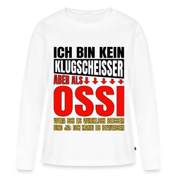 Je ne suis pas un malin, Ossi sait mieux - T-shirt manches longues Premium bio Femme - blanc - Devant - Julia (174cm)