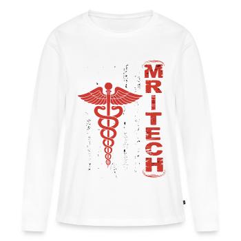 Drapeau Caducée rouge de MedTech - T-shirt manches longues Premium bio Femme - blanc - Devant - Julia (174cm)