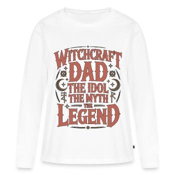 Sorcellerie Papa L’Idole Le Mythe Le Lanceur de sorts - T-shirt manches longues Premium bio Femme - blanc - Devant - Julia (174cm)