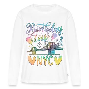 NYC Birthday Trip - Frauen Premium Bio Langarmshirt - Weiß - Vorne - Julia (174cm)