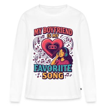 Chanson d’amour de petit ami de la Saint-Valentin, romance musicale - T-shirt manches longues Premium bio Femme - blanc - Devant - Julia (174cm)