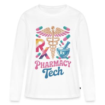 Art de la pharmacie Rx Tech - T-shirt manches longues Premium bio Femme - blanc - Devant - Julia (174cm)