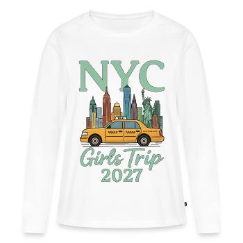 NYC Girls Trip 2027 - Frauen Premium Bio Langarmshirt - Weiß - Vorne - Julia (174cm)