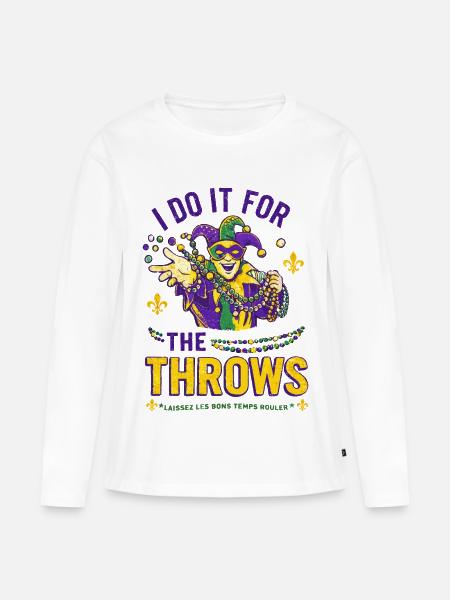 Mardi Gras Jester Beads - Frauen Premium Bio Langarmshirt - Weiß