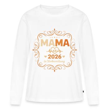Mama 2026 in Vorbereitung – Nachwuchs Ankündigung - Frauen Premium Bio Langarmshirt - Weiß - Vorne - Julia (174cm)