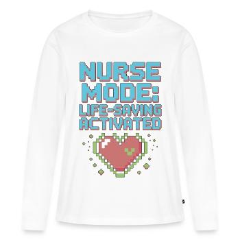 Infirmier en soins intensifs en mode soins intensifs en soins intensifs sauvants - T-shirt manches longues Premium bio Femme - blanc - Devant - Julia (174cm)