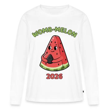 Mom 2026 Pregnancy Melon - Women's Premium Organic Long Sleeve Shirt - white - Front - Julia (174cm)