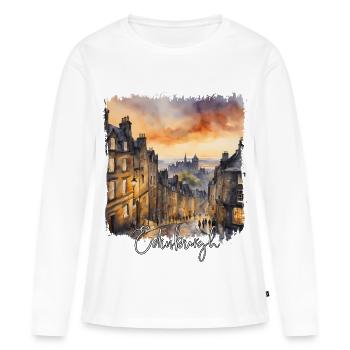 Édimbourg, Écosse, aquarelle d’Édimbourg - T-shirt manches longues Premium bio Femme - blanc - Devant - Julia (174cm)