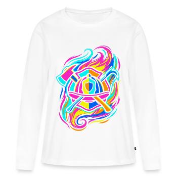 Emblème du pompier - T-shirt manches longues Premium bio Femme - blanc - Devant - Julia (174cm)