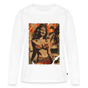 Pin-Up Beach Rétro - T-shirt manches longues Premium bio Femme - blanc - Devant - Julia (174cm)