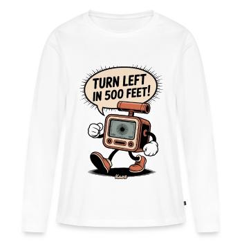 Navigationsgerät mit Abbiege Hinweis - Frauen Premium Bio Langarmshirt - Weiß - Vorne - Julia (174cm)