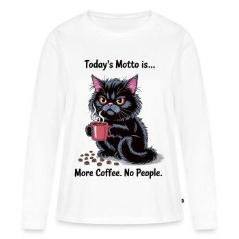 Plus de café sans personne avec un chat noir - T-shirt manches longues Premium bio Femme - blanc - Devant - Julia (174cm)