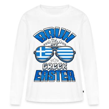 Orthodox Easter Bruh It Is Greek Easter - Women's Premium Organic Long Sleeve Shirt - white - Front - Julia (174cm)