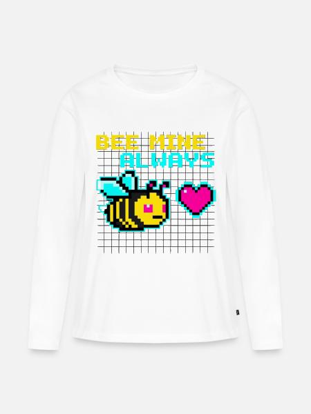Bee Mine Biene Retro - Frauen Premium Bio Langarmshirt - Weiß